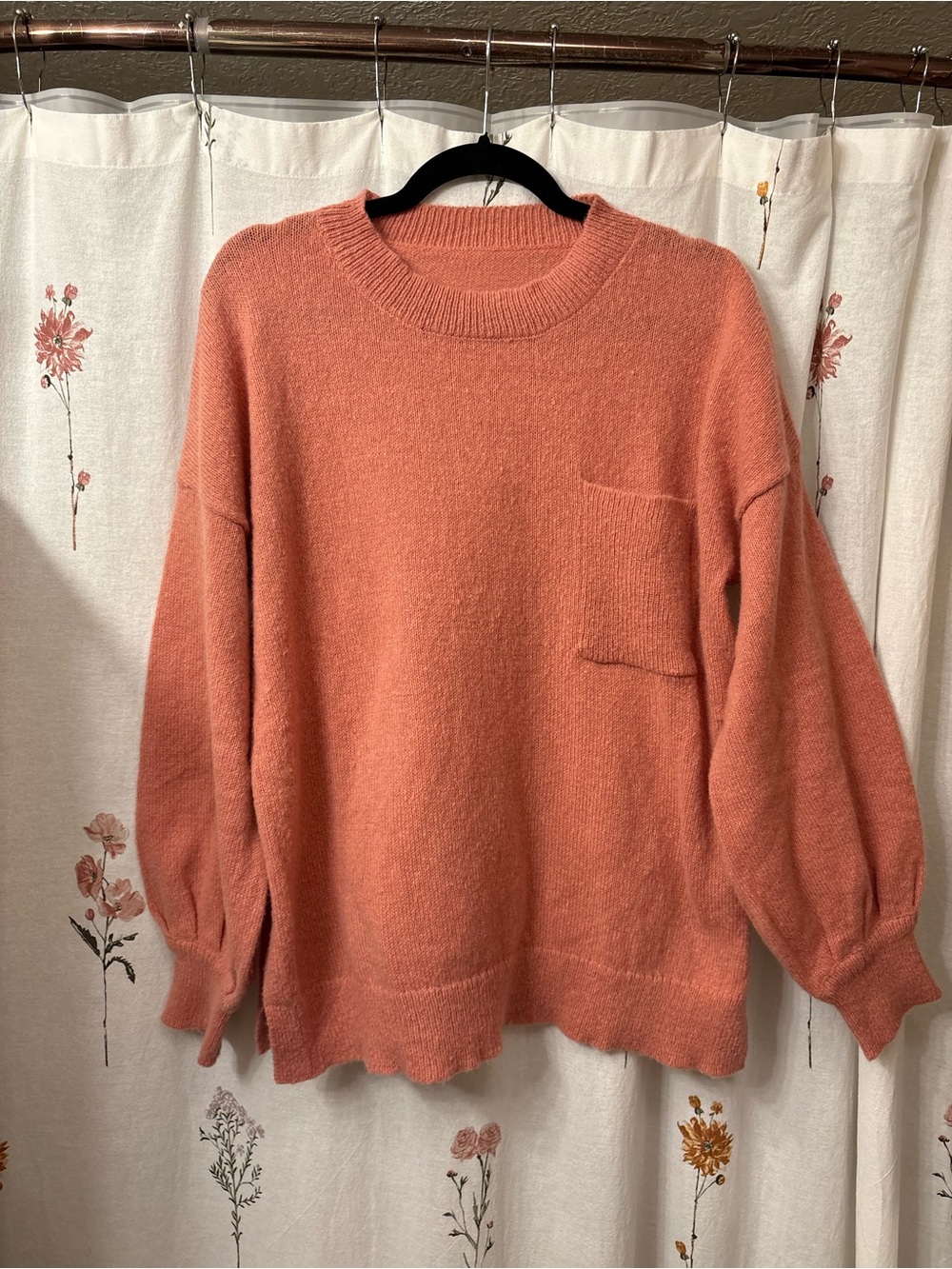 Cozy Crewneck Women’s Sweater in Coral Pink